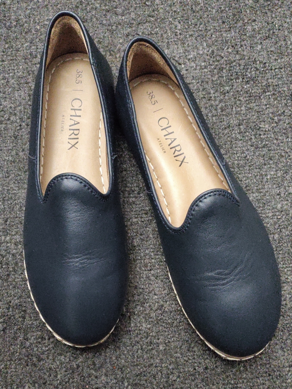 CHARIX Navy Blue Leather Women's Slip-On Loafers